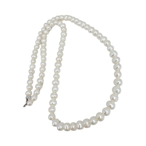 White Wedding Pearls Necklace 18” 925 Sterling Silver GrannyCore  Classy - Picture 8 of 12